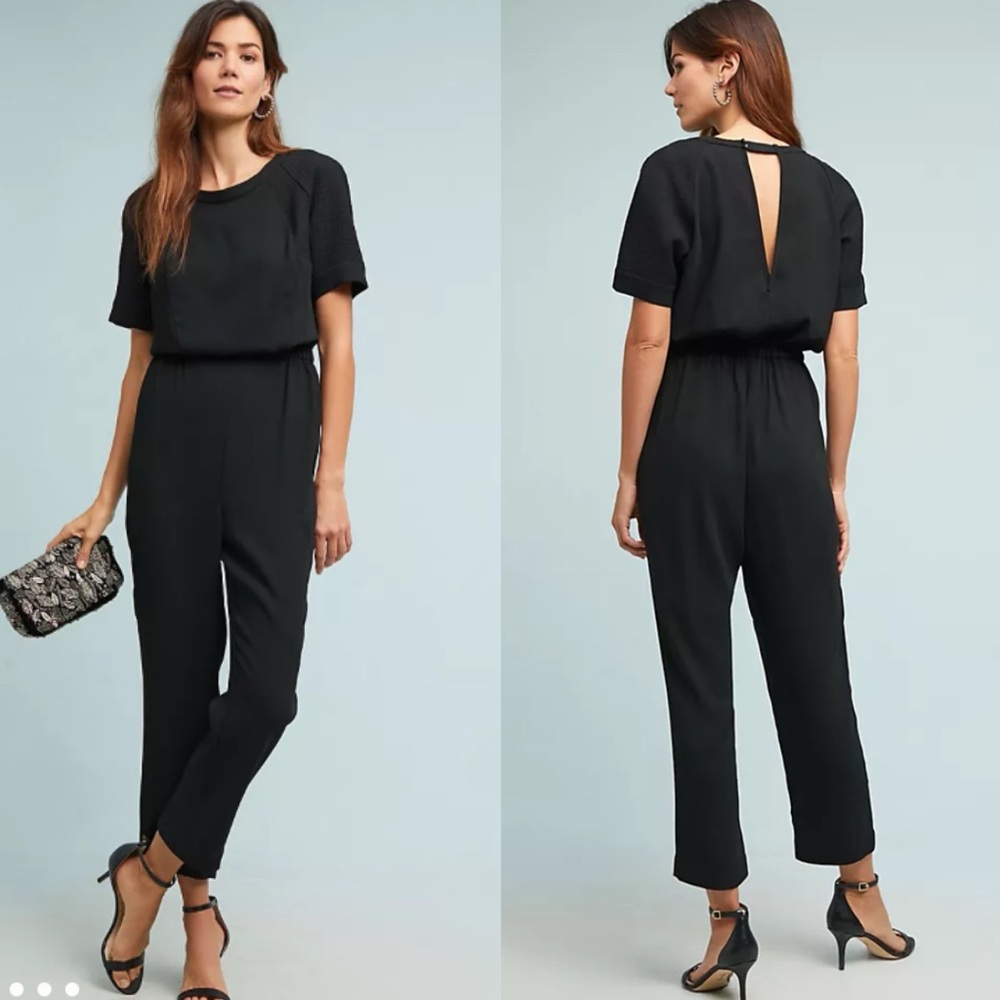 Antrhopologie Allegory Textured Jumpsuit in Black SP